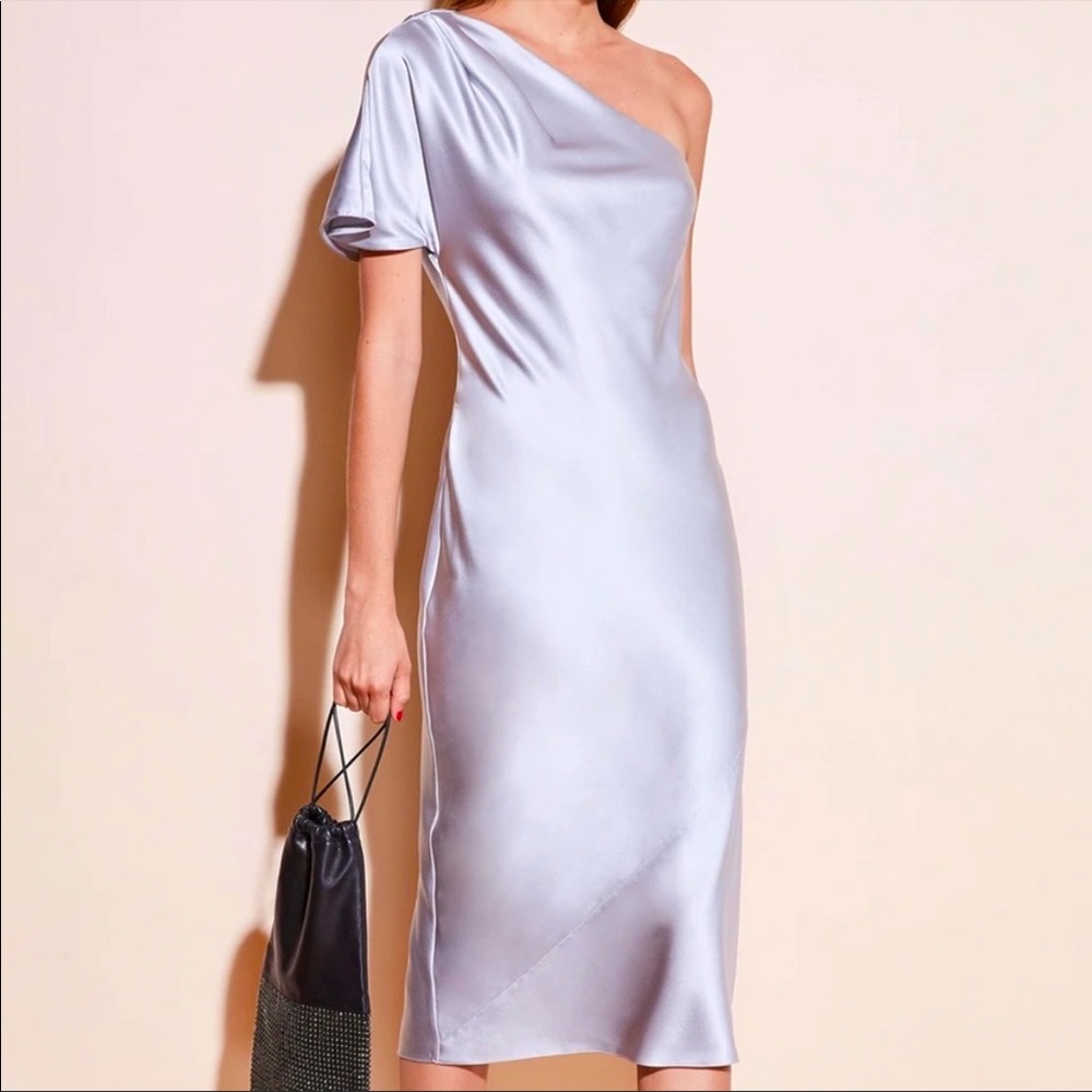 Fleur Du Mal One Shoulder Silk Midi Dress, Size 0